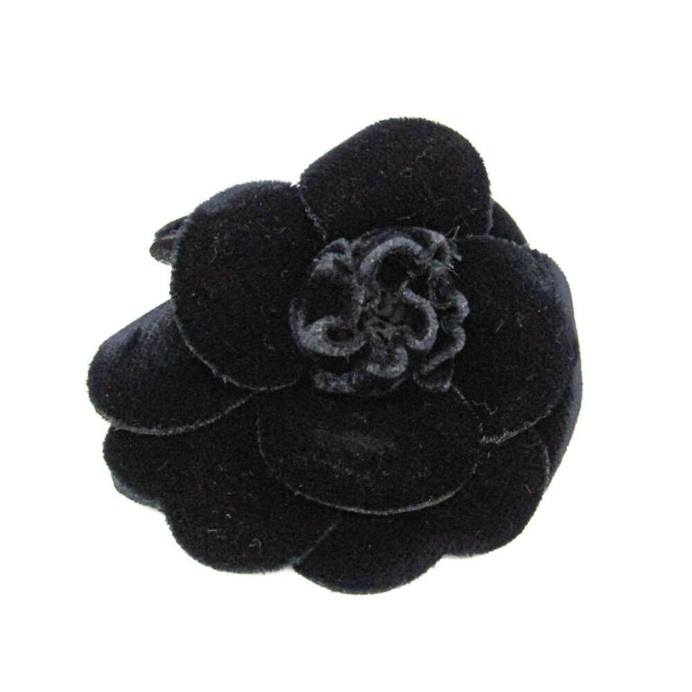 Chanel Camellia Brooch Velvet Black #244089C37B